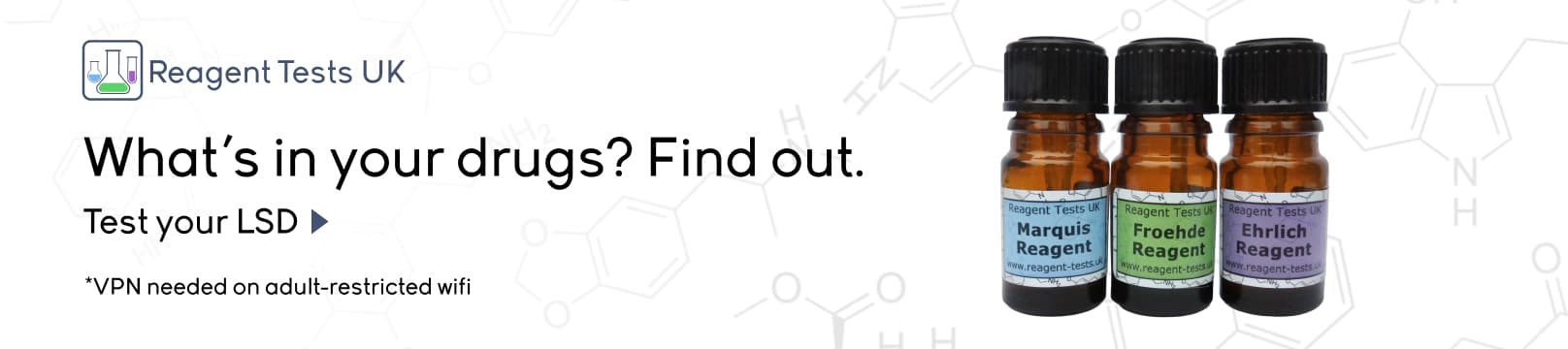 Reagent Tests UK. What's in your drugs? Find out. Test your LSD. VPN needed on adult-restricted wifi.