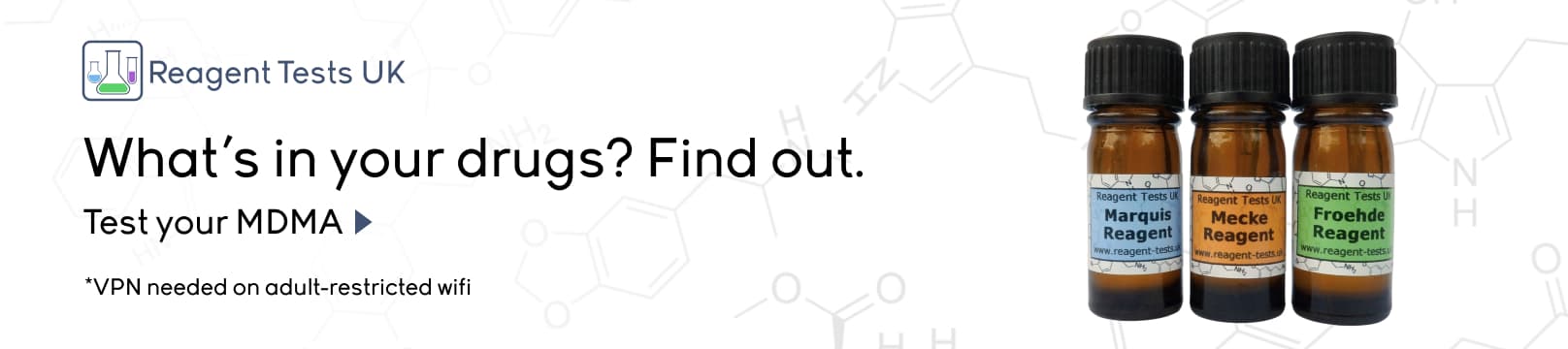 Reagent Tests UK. What's in your drugs? Find out. Test your MDMA. VPN needed on adult-restricted wifi.