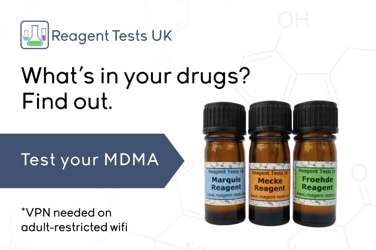 Reagent Tests UK. What's in your drugs? Find out. Test your MDMA. VPN needed on adult-restricted wifi.