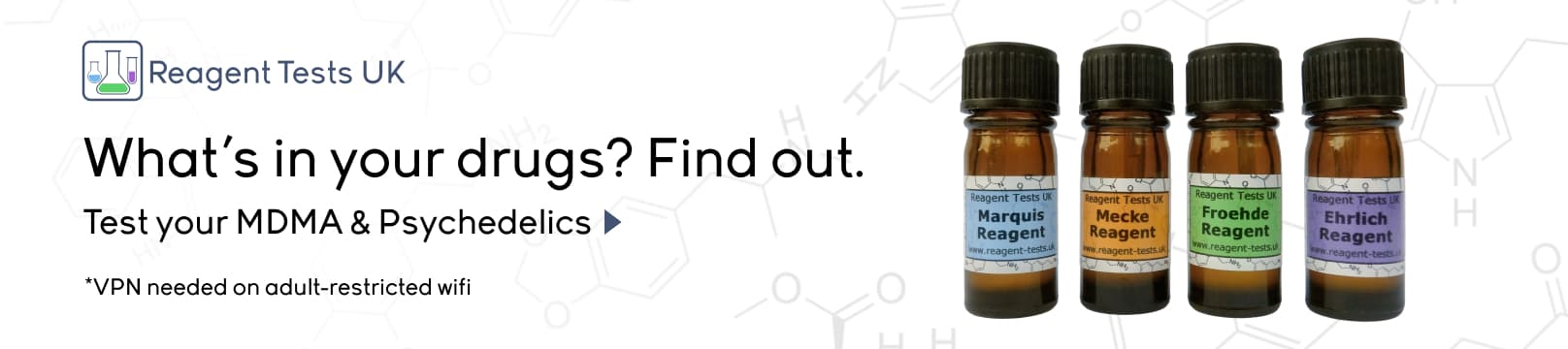 Reagent Tests UK. What's in your drugs? Find out. Test your MDMA and psychedelics. VPN needed on adult-restricted wifi.
